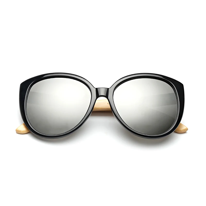 Bamboo Cat Eye Sunglasses Polarized Metal Frame Wood Glasses Women Luxury Sun Glasses