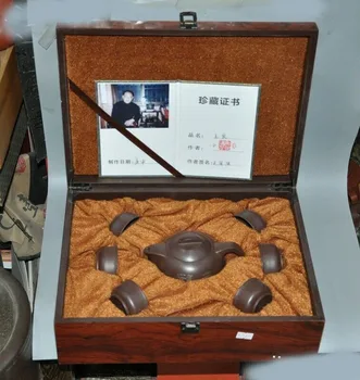 

wedding decoration China Yixing Zisha Pottery master made Fine Teapot Flagon Tea Pot&Teacup cup Set