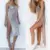 Женщины Сексуальный Летний Солнцезащитный Крем Sheer Mesh Бикини Cover Up Metallic Solid Color Backless High Slit Beach Club Party Платье Без Рукавов