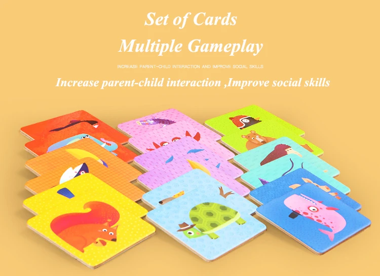 MiDeer, игрушки для карт памяти, 3-6 лет, совпадающие карты с животными, 36 шт., бумажные карты-головоломки, игрушки для родителей и детей