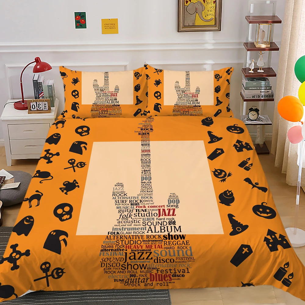 

3D Duvet Cover Queen Size Music Series Guitar Print Creative Soft Child Adult Room Decor 2/3 Pcs Comforter Covers