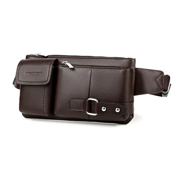 

Men Waist Bag Belt Mobile Phone Case PU Leather Horizontal Waist Clip Pouch Pack Travel Organizer Male Chest Bag