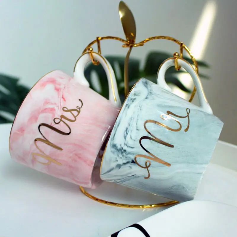 11,2 унций Mr& Mrs кружки набор из 2 мраморных чайных кофейных чашек кружка свадебный подарок