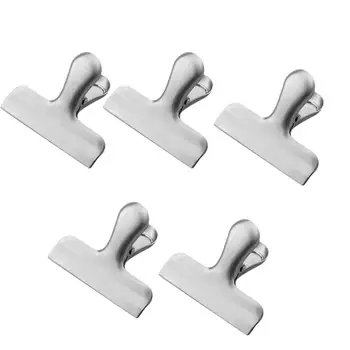 

5pcs 3-inches Bag Clips Stainless Steel Practical Food Bag Clips Durable Air Tight Seal Grips Office Kitchen Home Tools Supplies