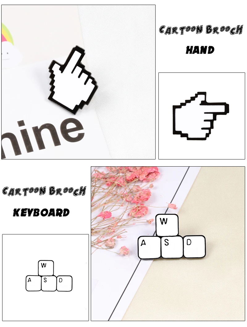 Эмалированная брошь с компьютерным курсором и клавиатурой, стрелы, руки, песочные часы, кнопки для мыши, аксессуары для женщин, рубашки, джинсовые кнопки, значки