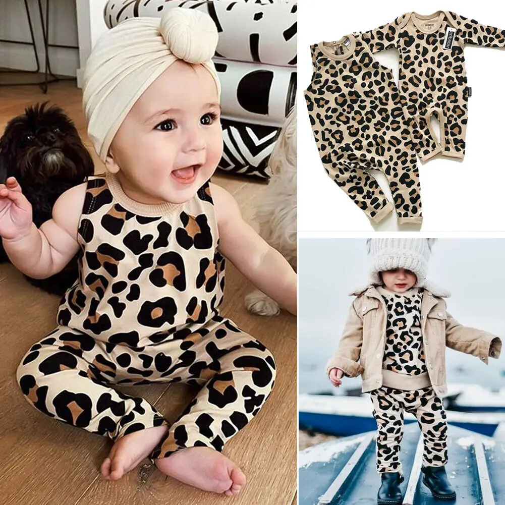 Одинаковая брат младенческой Дети для маленьких девочек одежда для мальчиков и девочек с леопардовым принтом; теплый комбинезон, спортивный костюм, наряд Милая одежда