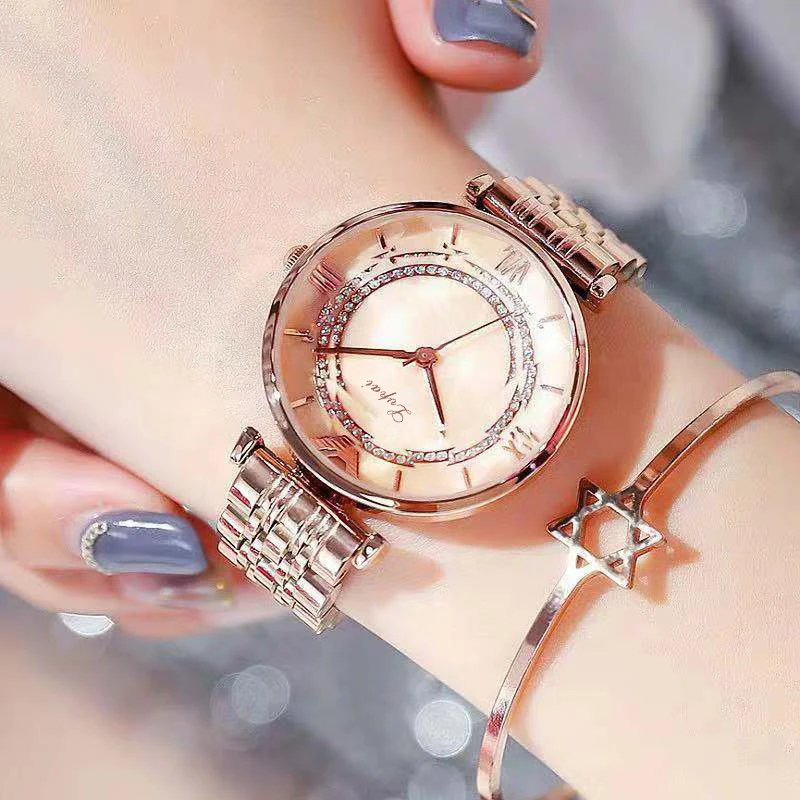 Luxury Ladies Watch Magnet Stainless Steel Mesh Marble Dial Fashion Diamond Female Luminous Shining Quartz Watch Relogio