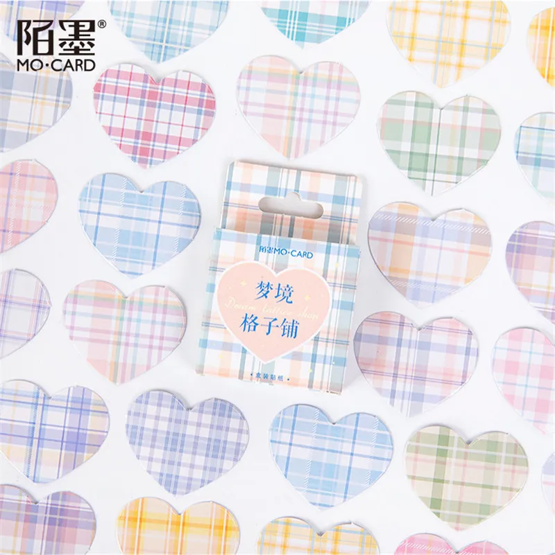 45 шт./кор. сердце Форма Бумага наклейки Kawaii решетки любовь Скрапбукинг