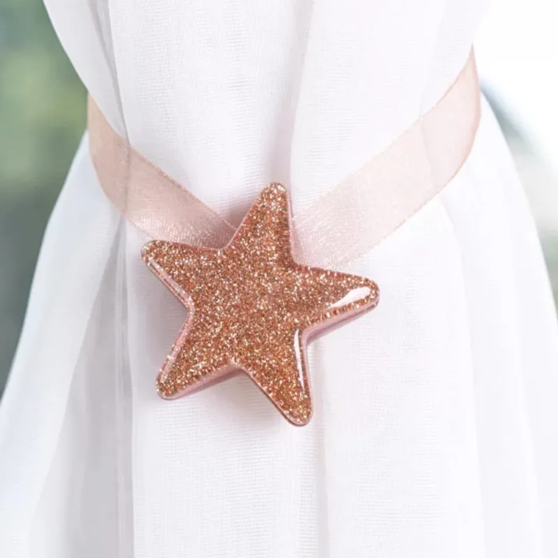 Магнитный держатель для занавесок Luck Star с застежкой-завязкой на спине, украшение для занавесок в виде звезды - Цвет: Розовый