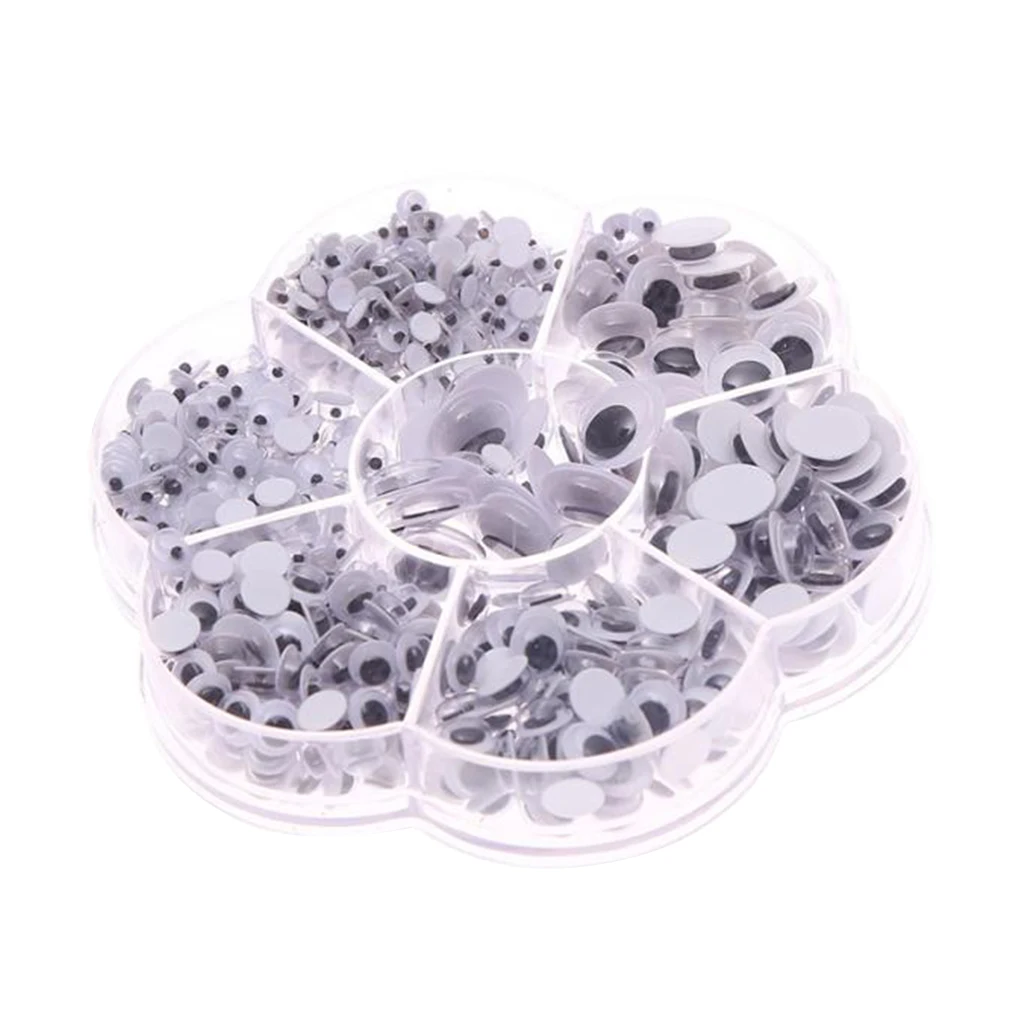A Box Of 710 Pieces Assorted Size Self Adhesive Sticky Wiggle Googly Eyes