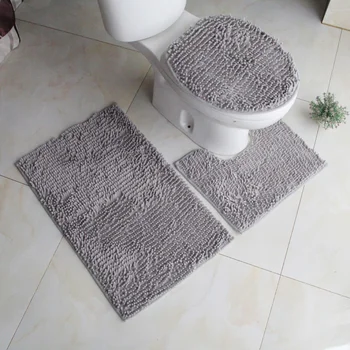 

3 Pcs/set Bathroom Non Slip Carpet Set Super Soft Toilet Mat Bathroom Absorbent Non-slip Floor Mat Door Pads 6 Colors