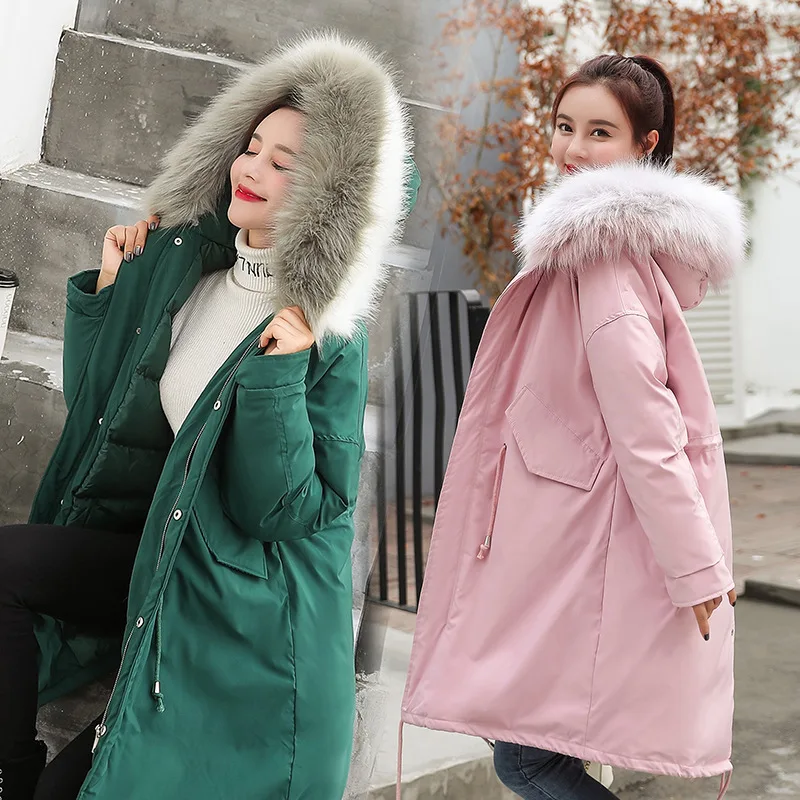 

Autumn And Winter WOMEN'S Dress down Jacket Cotton-padded Clothes 2018 New Style Fashion Korean-style Mid-length Thick Hooded Co
