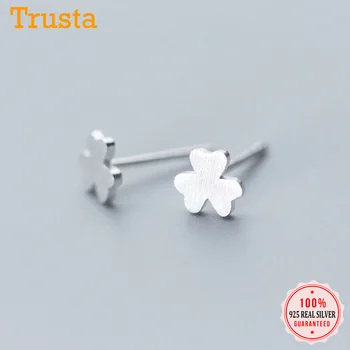 

Trusta 100% 925 Sterling Silver Jewelry Women Fashion Jewelry Cute Small Clover Stud Earrings Gift For Girls Kids Lady DS1270