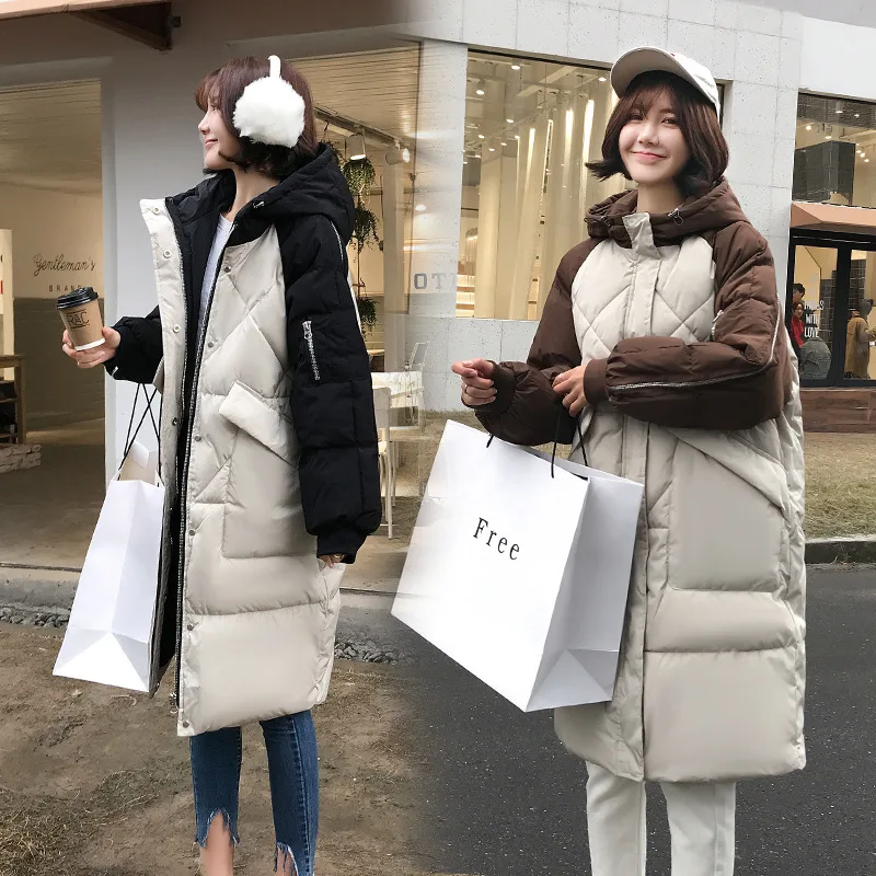 

Mixed Colors Cotton-padded Clothes 2019 Winter Fashion Comfortable Simple Cool Mid-length Long Sleeve