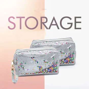 

Cosmetic Bags Colorful Sequins Letter Print Waterproof PVC Makeup Bag Toiletry Organizer Pouch Best Sale-WT