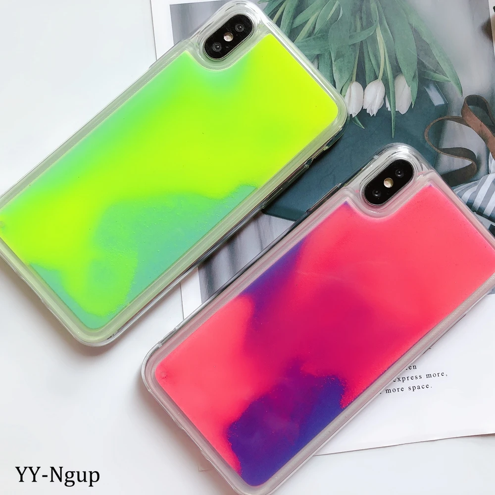 

for Xiaomi Redmi 6 Phone Case Glow in the Dark Glitter Liquid quicksand Luminous Cover Xiaomi Redmi 6 Pro Xiomi Mi A2 Lite Case