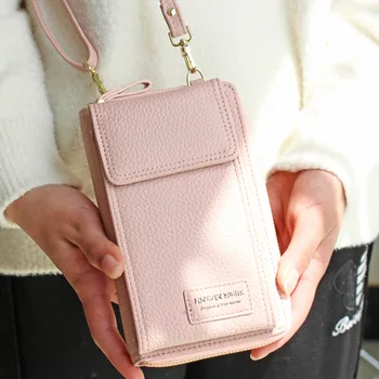 

2020 New Design Ladies Long Hand Wallet Large Capacity Mobile Phone Bag Female Zipper One Shoulder Messenger Bag Bolsa Feminina