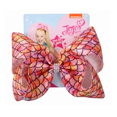 Jojo Siwa JOJO банты с радужным принтом бант из ленты для девочек ручная работа Изысканная заколка для волос Детские аксессуары для волос