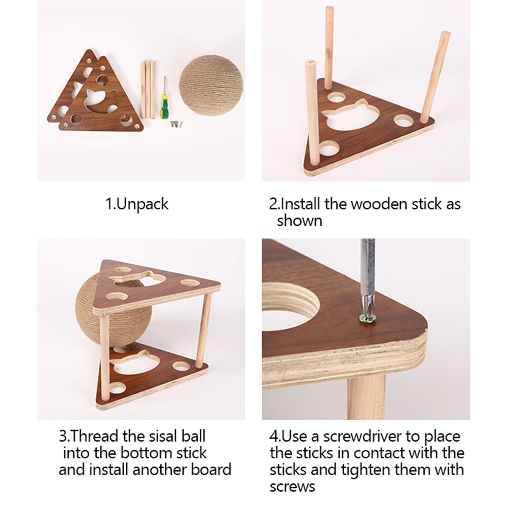 Cat Scratcher Claw Sharpener Wood Scratching Post Wooden Toys for Cats Accessories Cat's Scraper for House