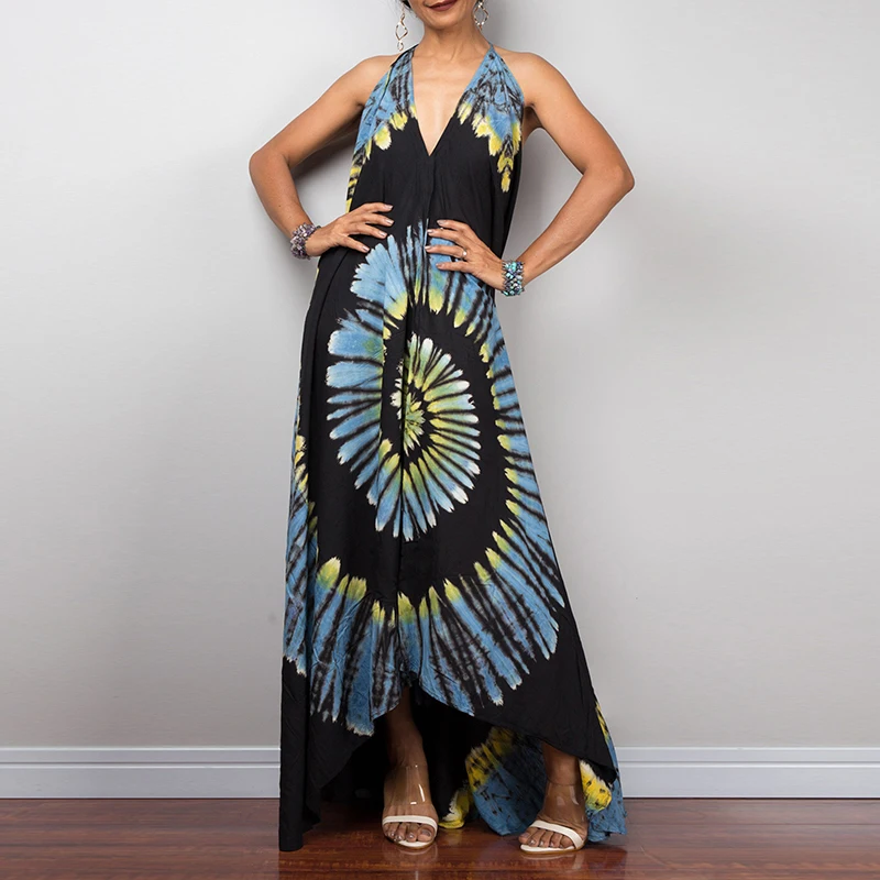 

Zanzea Promotion Vadim Plus Size 2019 Europe And The New Sling Backless Big Swing Long Fashion Atmosphere Dress V-neck Women