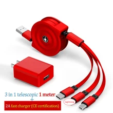 Z4s 3in1 cabo retrátil e 2a carregador rápido telescópico usb tipo-c apple multi carregamento para samsung s20 huawei anti-enrolamento