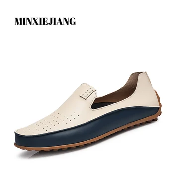 

Brand Summer Causal Shoes Men Loafers Genuine Leather Moccasins Men Driving Shoes High Quality Flats For Man size 36-47