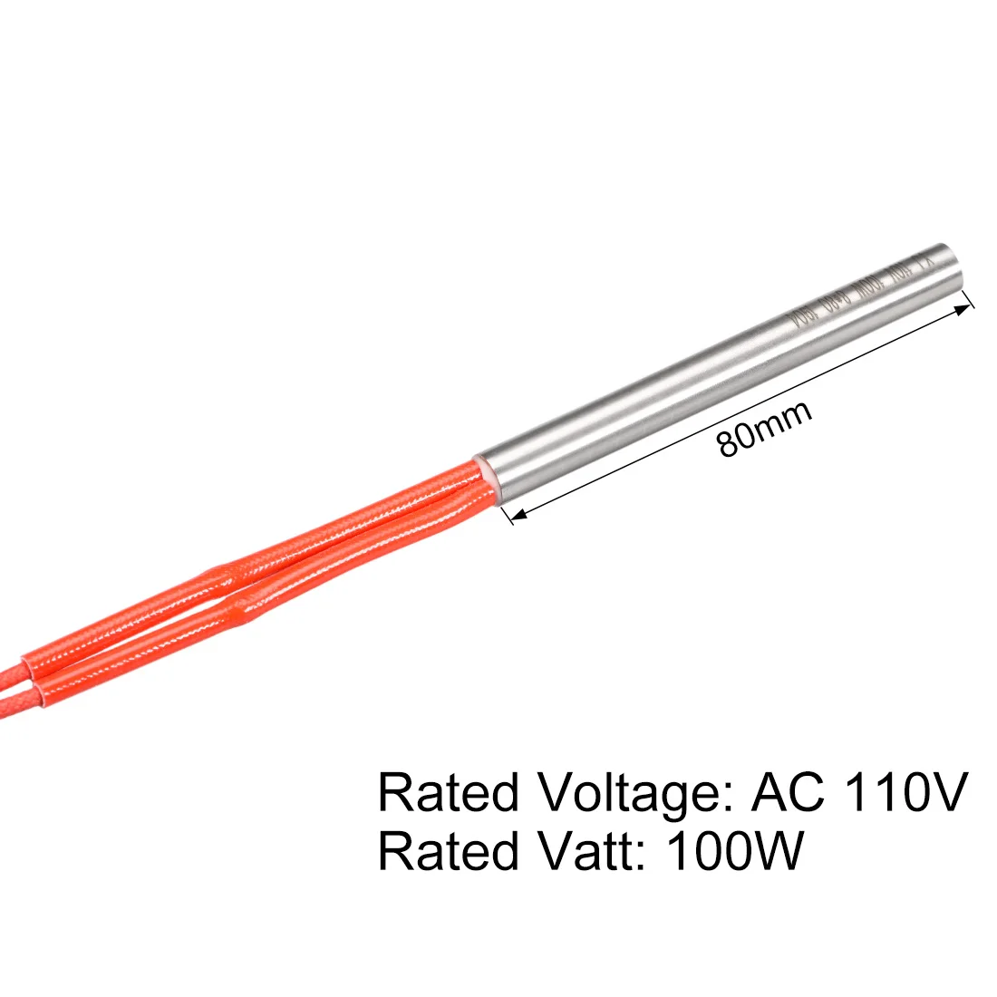 uxcell 1/2pcs Cartridge Heater AC 110V 100/250/300/500W Stainless Steel Heating Element Replacement Wire Leads