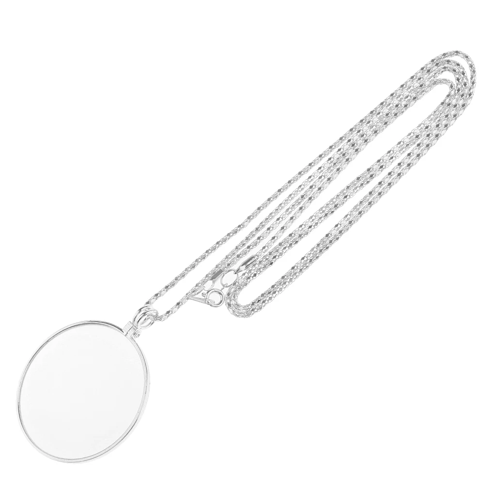 Map Magnifying Glass on Necklace Chain Reading Map Magnifier Loupe Pendant 6X Silver Gold