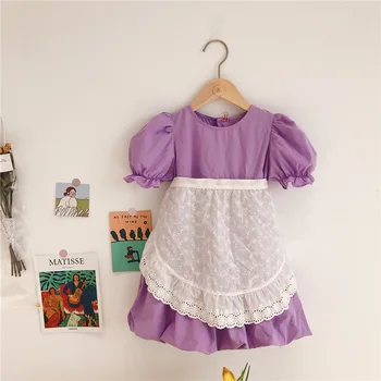

2020 Korea Style Baby Girls Dress Summer Short Sleeve Cotton Kids Girls Dresses Without Pinafore1-6 Years