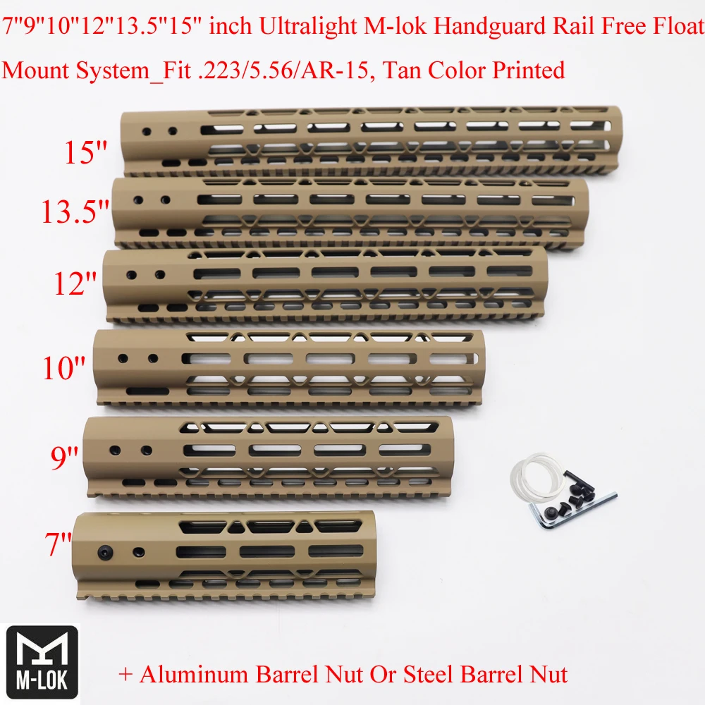 Trirock Tan Ar 15 M4 M Lok 7 9 10 12 13 5 15 Inch Slim Free Float Handguard M Lok 223 Scope Mount With Aluminum Or Steel Nut Hunting Gun Accessories Aliexpress