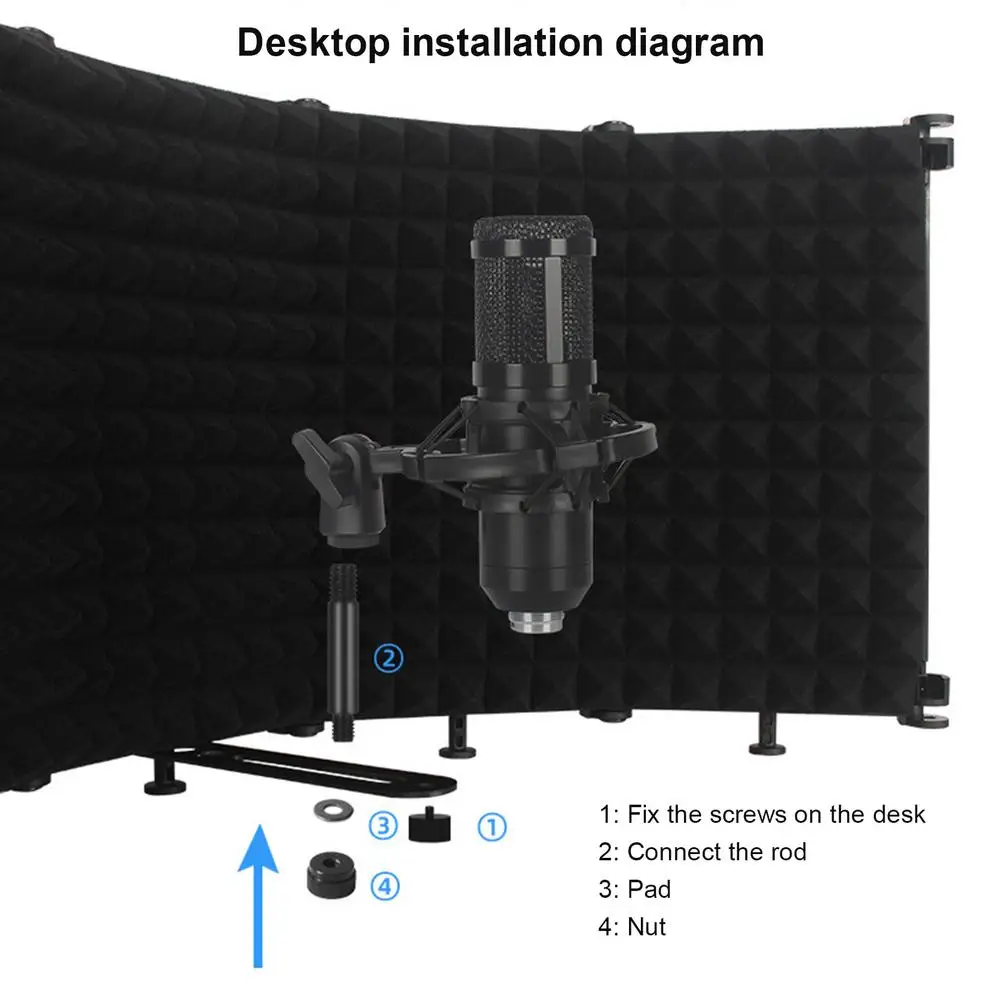 3/5 Panels Adjustable Microphone Isolation Shield Cover Wind Screen Pop Filter Foldable For Studio Mic Recording Soundproofing