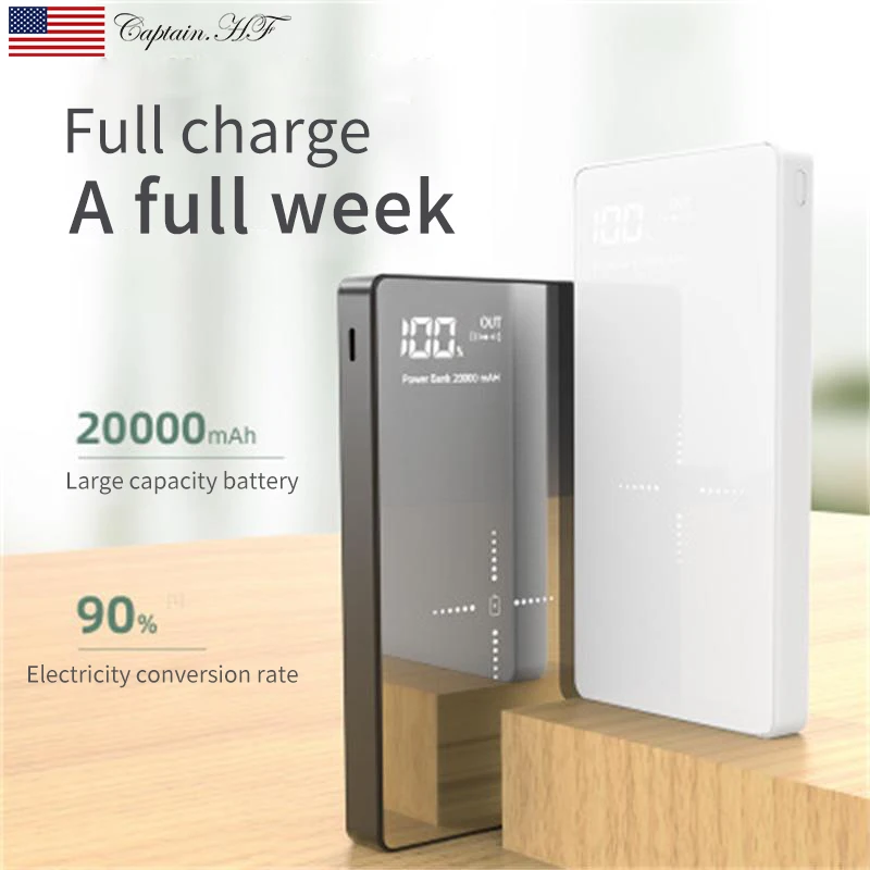  Captain Wireless Portable Charger 20000 Ma Dual USB Output Wireless Charger Power Bank with LED Dig - 4000583220423