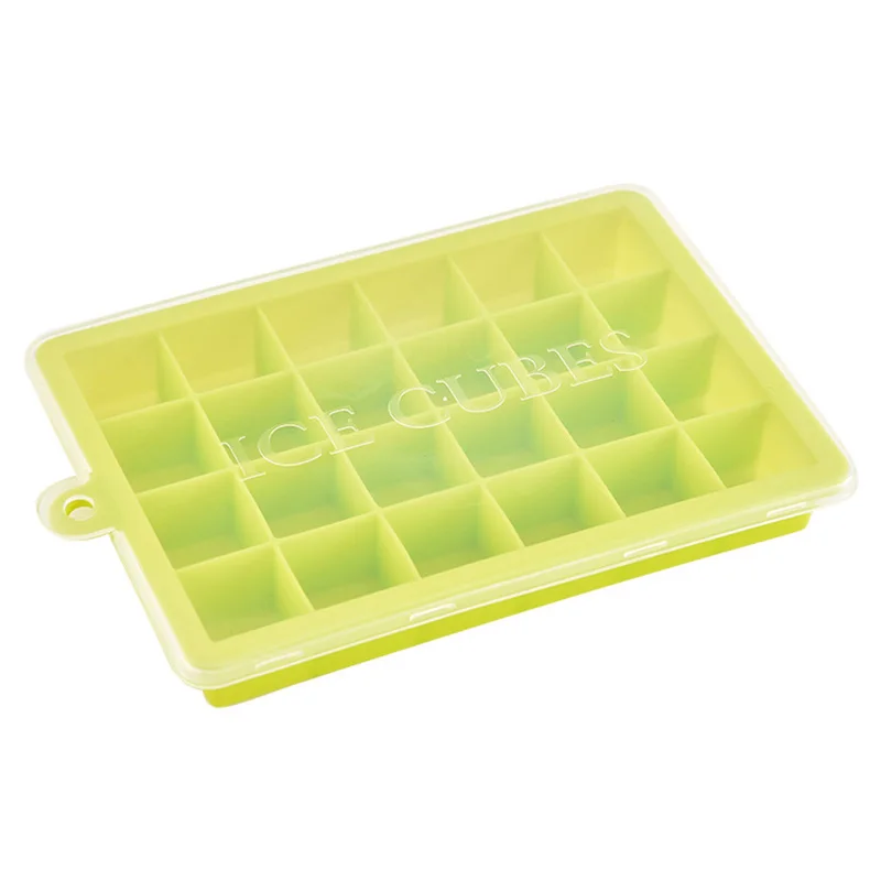 Silicone Ice Cube Tray Freeze Mould Ice Cube Tray 24 Grids Ice-making Box With Lid Silicone Molds DIY Small Ice Tray