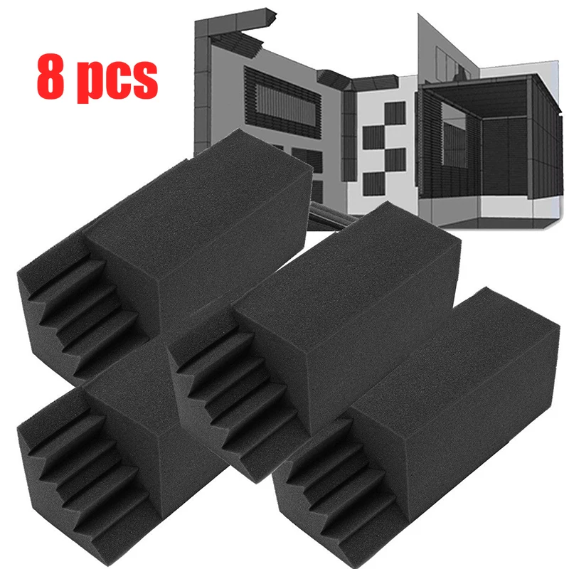

8pcs Black Corner Bass Trap Acoustic Studio Soundproof Foam Noise Absorption Soundproofing Absorbing Foams