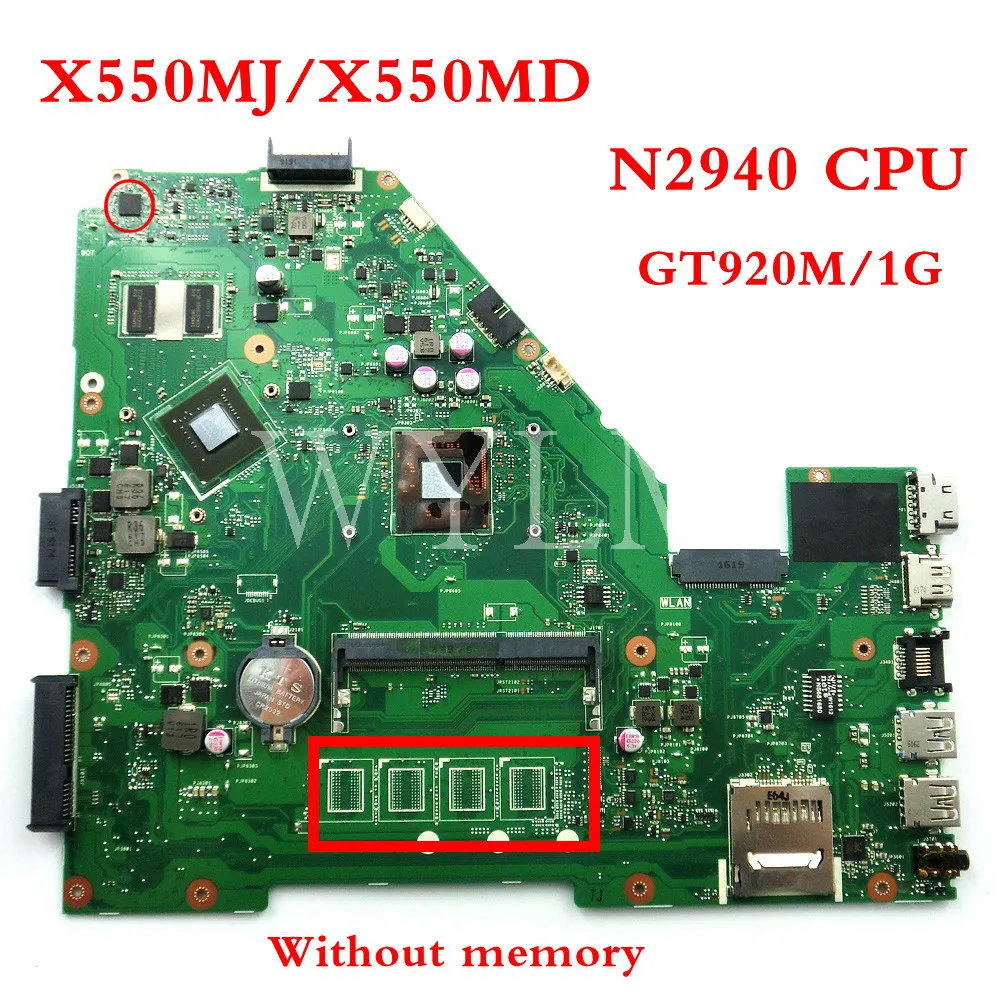 X550MJ N2940CPU LVDS без памяти платы REV2.0 для ASUS X550M Y582M X550MD X550MJ X552M Материнская плата ноутбука 100% тестирование