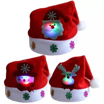 

1pc New Merry Christmas Adult Kid Led Light Up Cap Santa Claus Snowman Elk Children Hat Xmas Gift