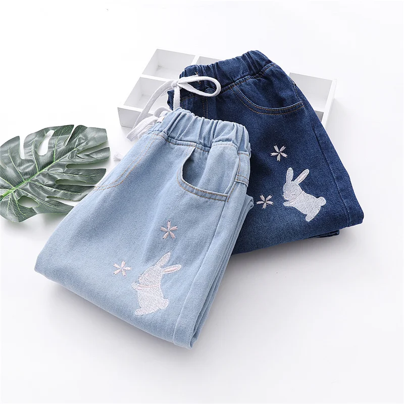 OMIKRON Women Boyfriend High Waist Jeans Woman Plus Size Skinny Jeans Cute Cat Embroidery Denim Pencil Pants Push Up Jeans Femme