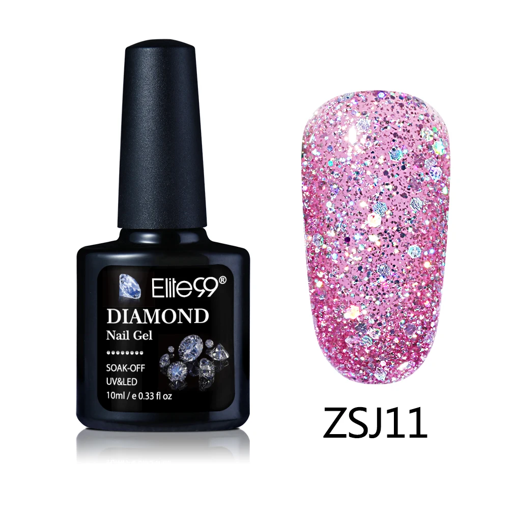 Elite99 10 мл черный бриллиант Гель-лак для Ногтей Сияющий блестящий гель для нейл-арта впитывающий праймер для ногтей Маникюр УФ-гель для ногтей - Цвет: ZSJ11