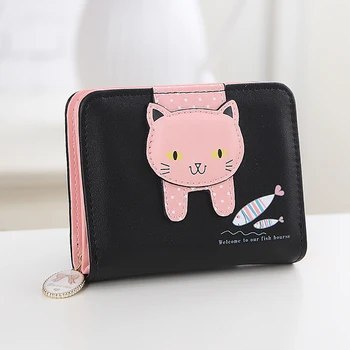

Hot Women Kawaii Cute Cat Neko Wallet Small Zipper Girl Wallet Brand Designed PU Women Coin Purse Card Holder Wallet