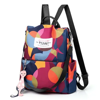 

Backpack WOMEN'S Bag Bag 2020 New Style Anti-Theft Outdoor Casual Travel Bag Printed Oxford Cloth School Bag