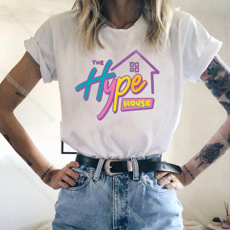 Hype футболка для дома 90s Эстетическая летняя с коротким рукавом женская Ulzzang