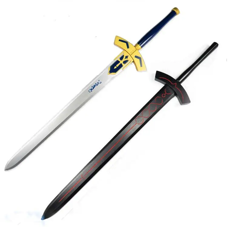 [Забавный] 114 см Косплей Fate Stay Night Saber Arthur Pendragon черный белый Excalibur меч оружие деревянный меч аниме вечерние костюмы