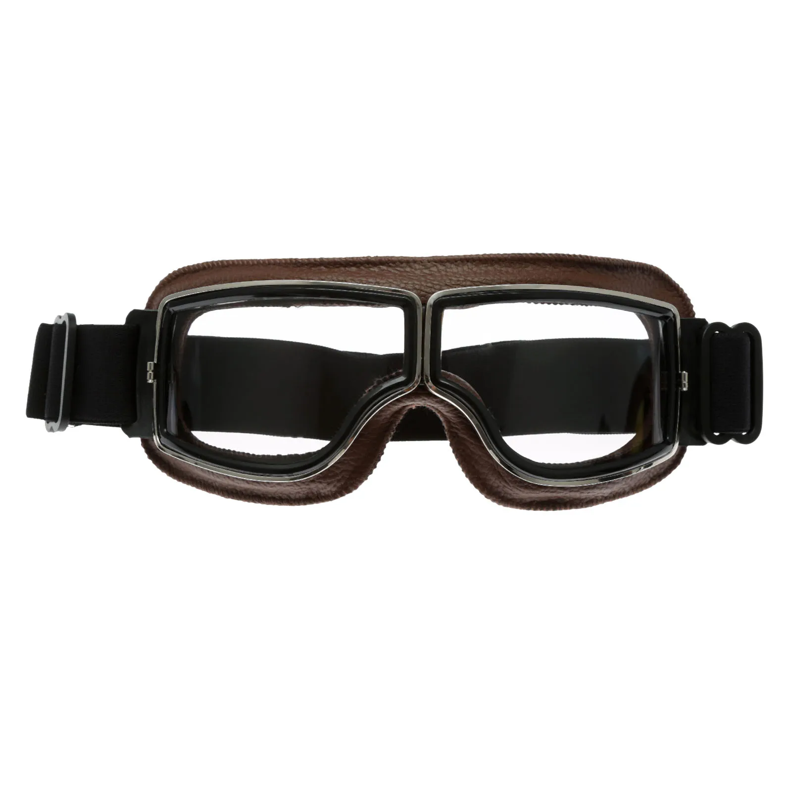 Clear Lens Универсальные винтажные мотоциклетные очки мотоцикл Скутер байкер очки шлем очки складные Ретро мотоциклетные кожаные очки - Цвет: Clear Lens