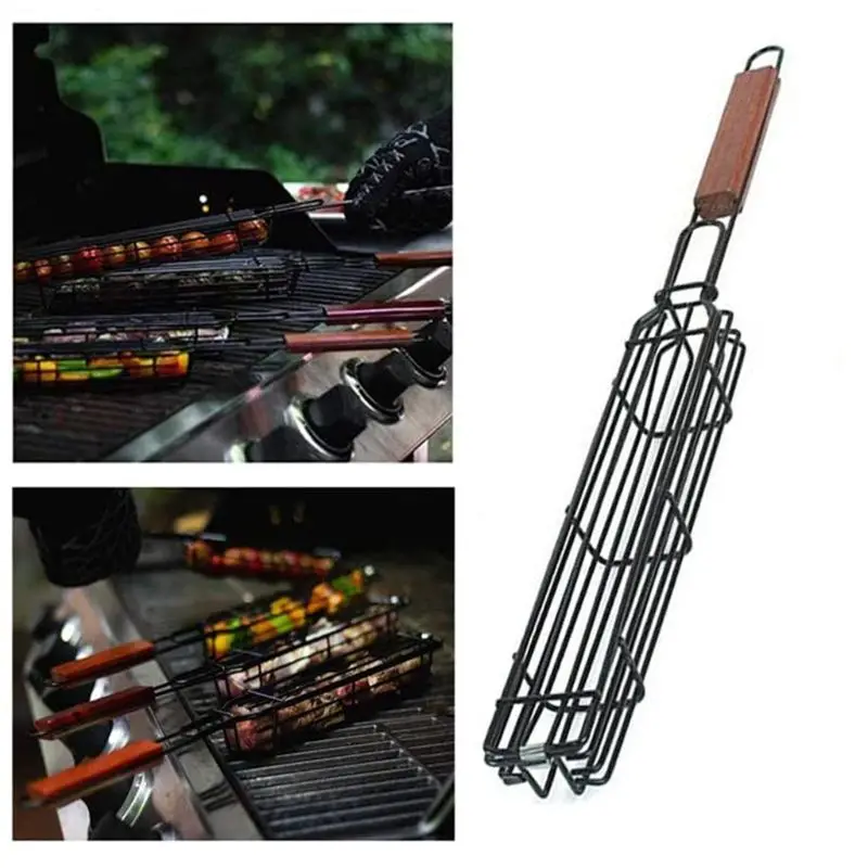 BBQ Kabob Grilling Basket Skewers Rotisserie Kebab No Stick Basket Cooking BBQ Grill Accessories Non-Stick Kabob Baskets