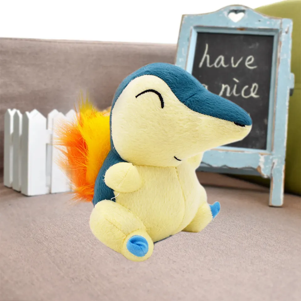 17 см японская аниме Кукла драконит плюшевые игрушки Peluche куклы мягкие животные сидящие Куклы Kawaii желтый милый Рождественский festy - Цвет: Cyndaquil