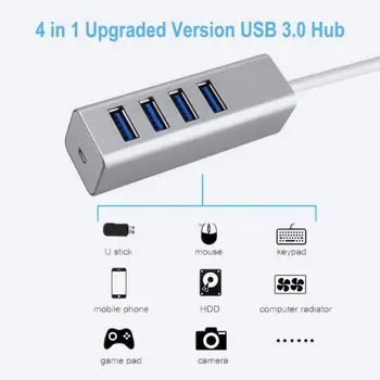 

USB 3.0 Hub 4-Port, Aluminium High-Speed USB Splitter Portable Extension Data Hub