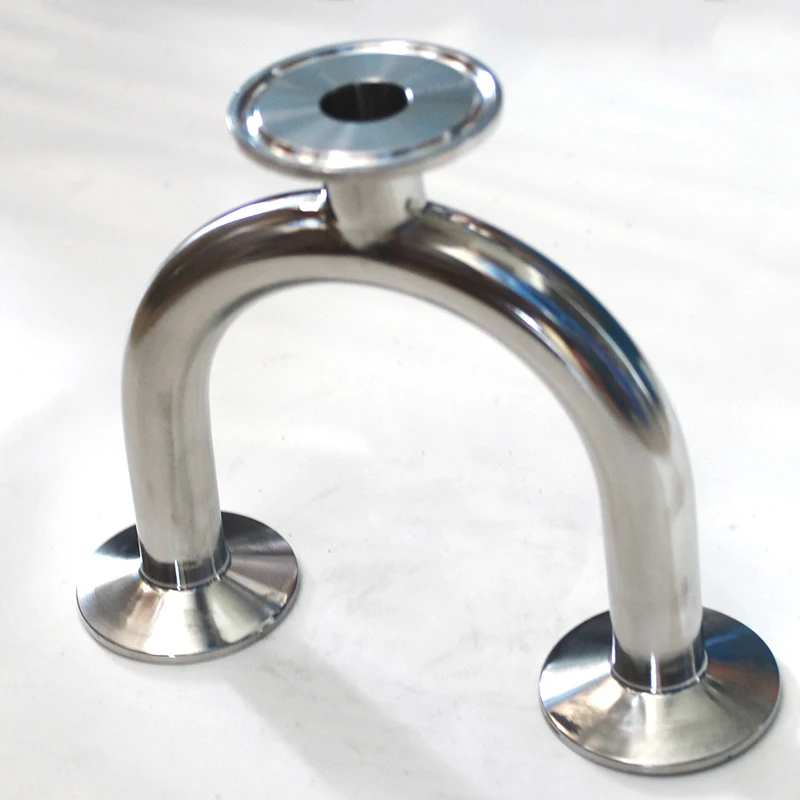 

Stainless Steel 304 2" Pipe OD 51MM 3 Way U Shape Sanitary Ferrule Pipe Fittings Tri Clamp Type