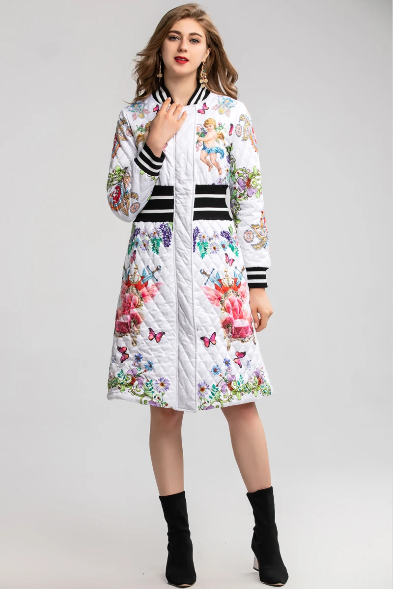 LINGHAN осенне-зимнее модное дизайнерское Женское пальто с принтом персонажа, теплое пальто с длинным рукавом, элегантное женское новое