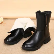 Зимние женские сапоги из натуральной кожи; женские зимние сапоги из натуральной кожи с подкладкой из толстой шерсти; теплые сапоги для мам; Botas Mujer; большие размеры; d391