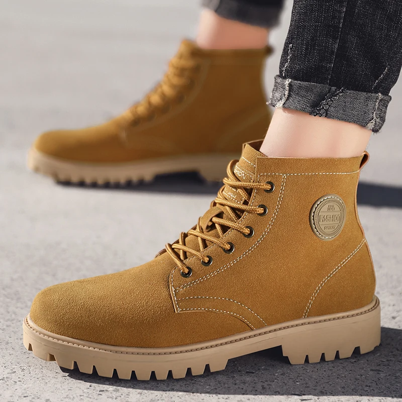 

Men's Boots Men Winter Basic Boots Shoes Men Lace-Up Boot Casual Boots Ankle Male Leather Anti-Slip Outdoor safity Boots *593